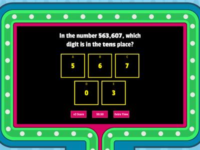 Place Value- Gameshow Quiz - Grade 4