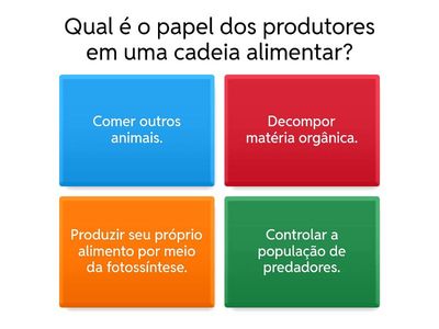 Quiz interativo sobre cadeia alimentar e escossistemas