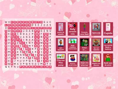 Sopa de letras BALDI, es Happy Valentine's