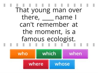 Non-defining relative clauses (who, whose, where, when, which)