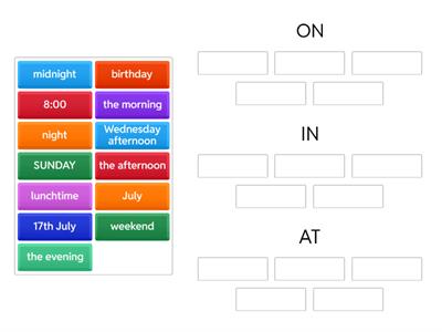 time preposition IN ON AT