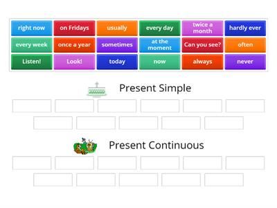 Present Simple and Present Continuous time expressions