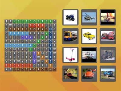 Vehicles wordsearch