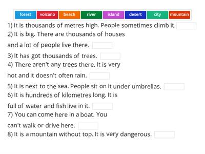 Geographical features test