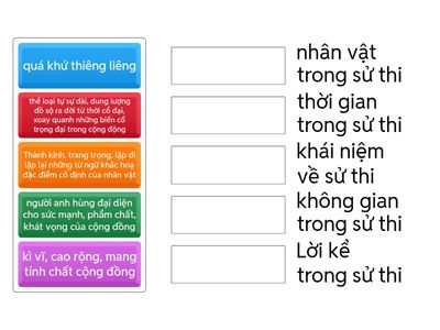 Nối các từ khoá cho phù hợp với nội dung: Khái quát về sử thi