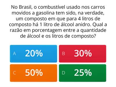 Exercícios sobre Conceitos Básicos de Razão - Escolha a alternativa correta para cada questão