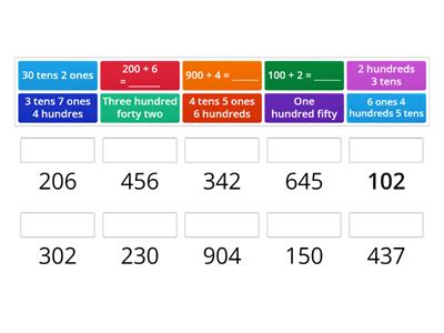 Math Match up - Place Value