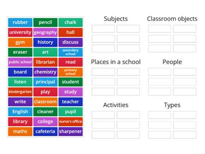 Vocabulary: school