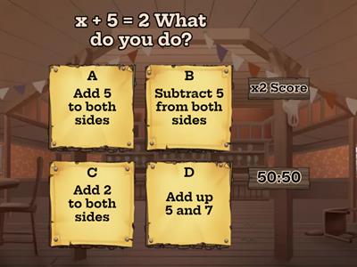 Review One Step Equations + and - 