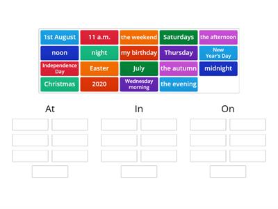 Prepositions of time - Przyimki czasu: at, on, in