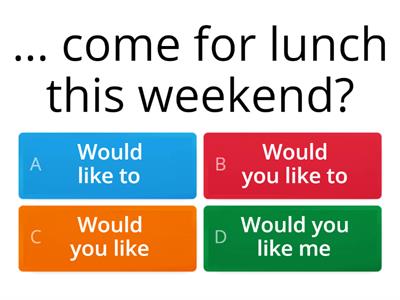 Can, Could, Would (invitations, offers, requests)