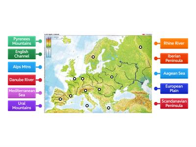 Europe Physical Features Map 