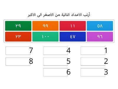  ترتيب الاعداد رياضيات ثاني