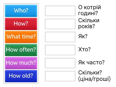 Questions words translation