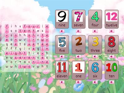 Numbers 1-12 (wordsearch)