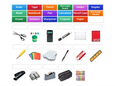 Classroom materials match up game