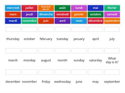 Days and months in French