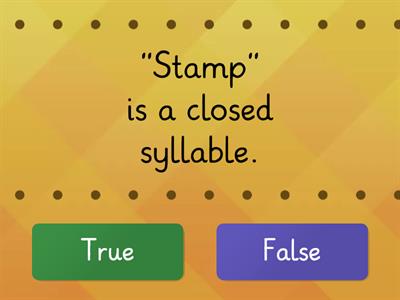 Fundations Syllable Type True or False