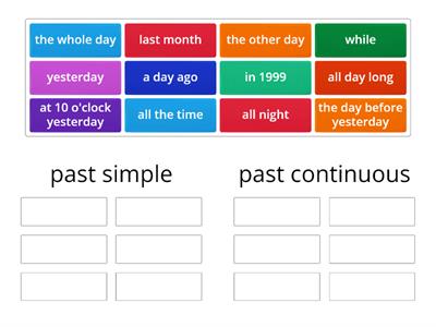 Signal words - past simple/past continuous 