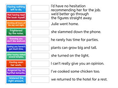 Participle Clauses Match-up