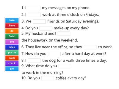 EF 1 Unit 4B Vocabulary Everyday routine