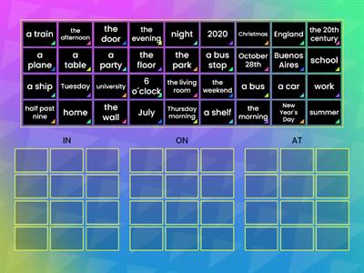 PREPOSITIONS IN ON AT