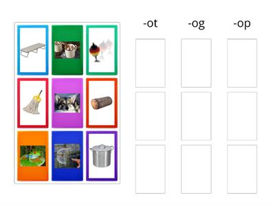 Word Family Sort -ot, -og, and -op