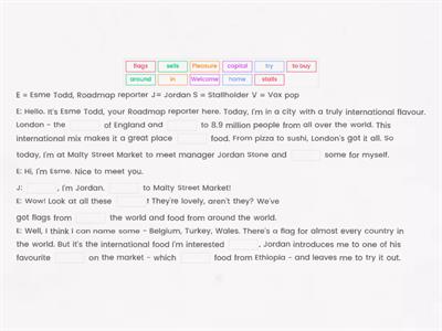 RoadMap A2 1A Street Food video script