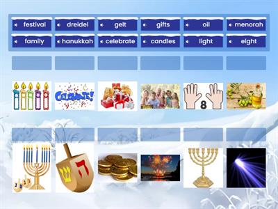 Match up: Hanukkah Word Search ESL - 3422
