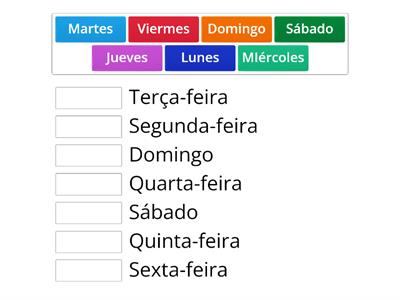 Dias da semana em ESPANHOL