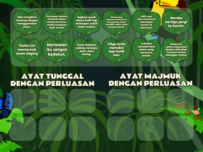 KLASIFIKASIKAN AYAT TUNGGAL DENGAN PERLUASAN DAN AYAT MAJMUK DENGAN PERLUASAN