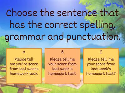 Spelling, grammar and punctuation quiz (Year 5 &6)