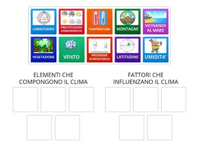 IL CLIMA ELEMENTI E FATTORI classe quarta