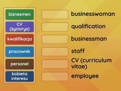  SP 7 - Unit 1, people in business + vocab, match up