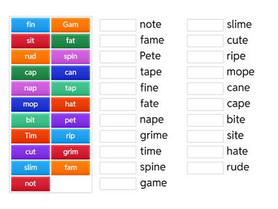 Silent Final e words and non Silent Final e words