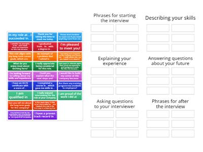 Useful phrases for a job interview