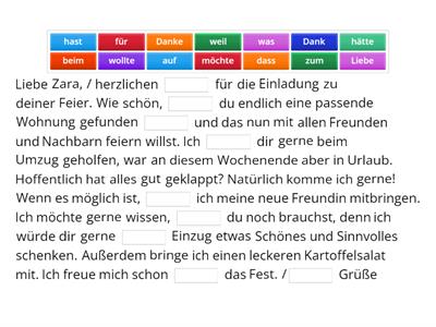 B1 Sprachbausteine: auf Einladung reagieren