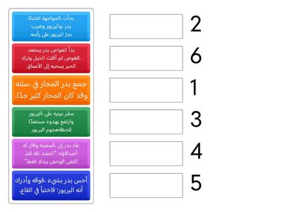ترتيب أحداث قصة (من أوراق البحر)