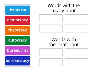 Pu Greek Root -cracy- / -crat- Word Sort