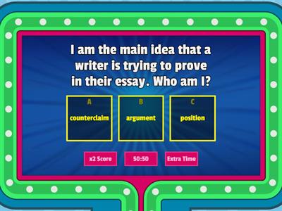 Language Arts Domain Specific Vocabulary - Argument