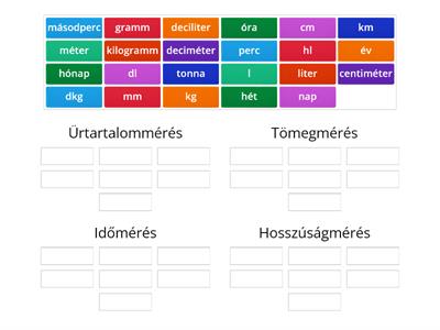 Mérések, mértékegységek 4.o.