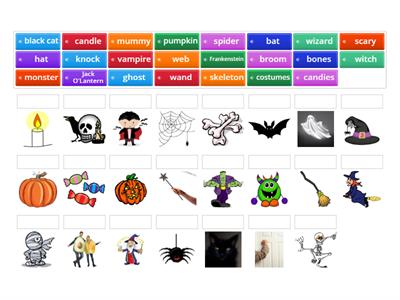 Superhero English Halloween spiral vocabulary