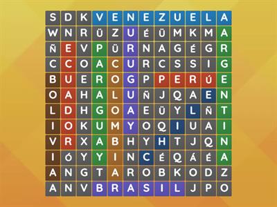 Sopa de letras de paises de América del sur  