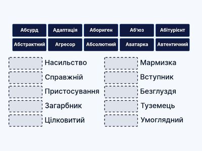 Іншомовні слова. Знайдіть відповідності