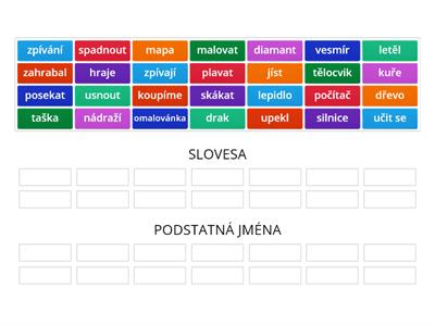 PODSTATNÁ JMÉNA A SLOVESA-třídění