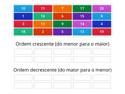 Ordem crescente  e decrescente