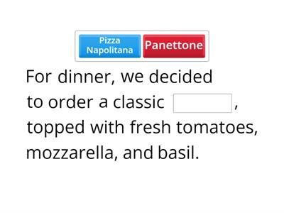 Fill-In-The-Blanks  With Italian Food