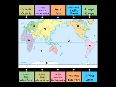 1. Where are the major continents and oceans of the world?