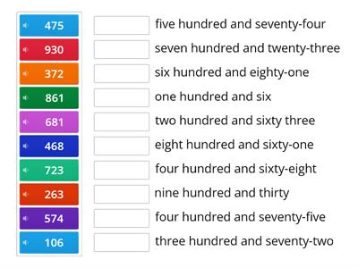 ESOL E2 Numeracy Intro to whole numbers - match digits to words