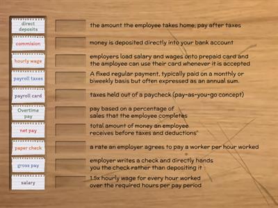 Employment/Income Quiz - Find the Pairs